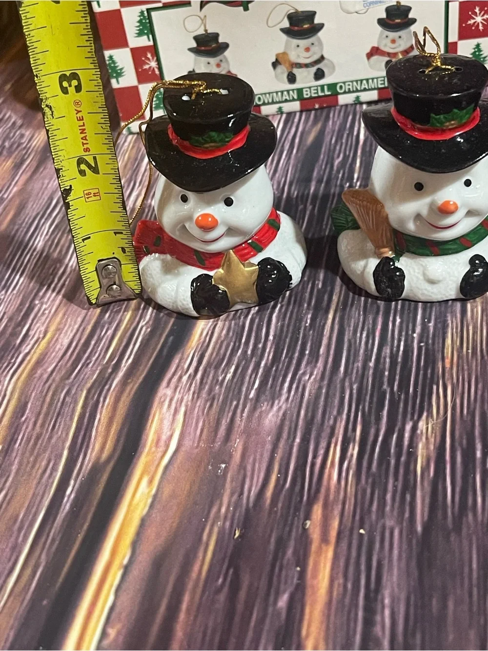 Snowman Bell Ornaments - Set of 3 (White)